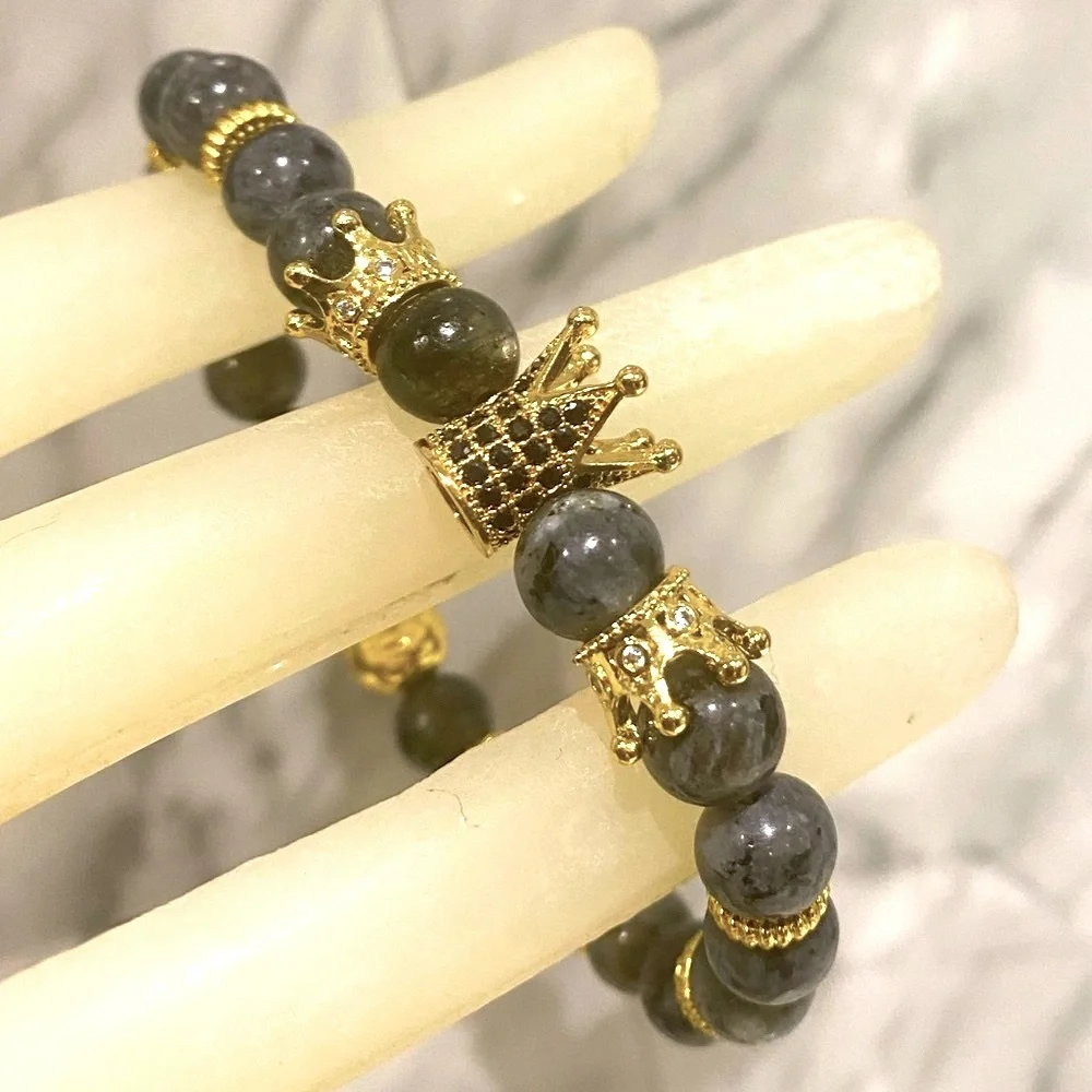 Grey laboradorite beaded natural stone - Picture 4 of 6